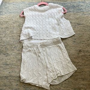 Intimately free people white sweater shorts set